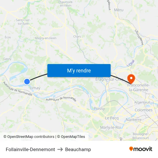 Follainville-Dennemont to Beauchamp map