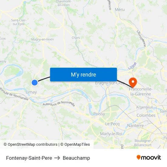 Fontenay-Saint-Pere to Beauchamp map