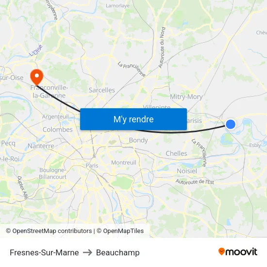 Fresnes-Sur-Marne to Beauchamp map