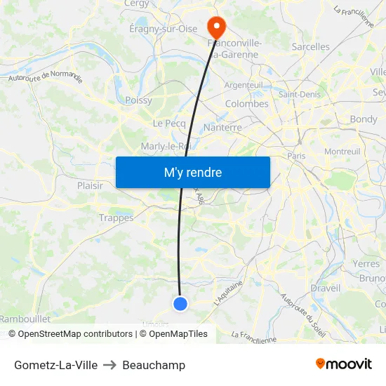 Gometz-La-Ville to Beauchamp map