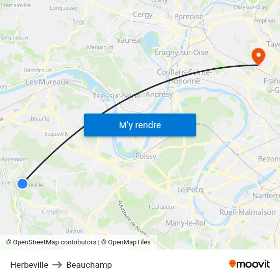 Herbeville to Beauchamp map