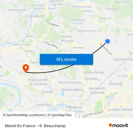 Mareil-En-France to Beauchamp map