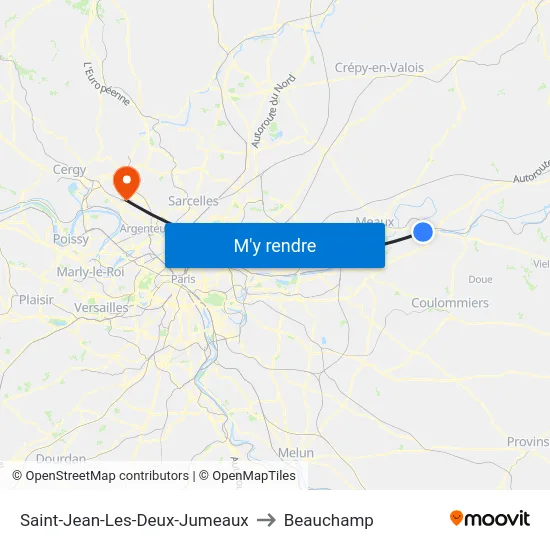 Saint-Jean-Les-Deux-Jumeaux to Beauchamp map