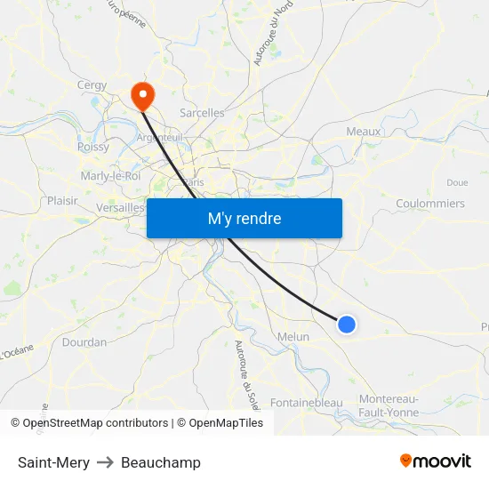 Saint-Mery to Beauchamp map