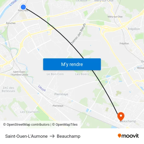 Saint-Ouen-L'Aumone to Beauchamp map