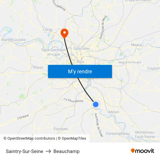 Saintry-Sur-Seine to Beauchamp map