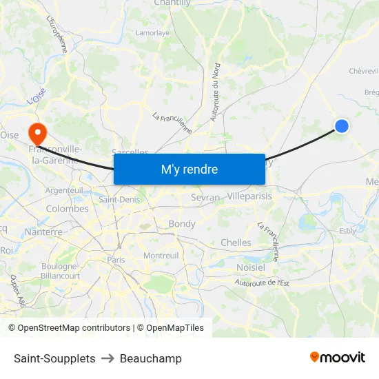 Saint-Soupplets to Beauchamp map