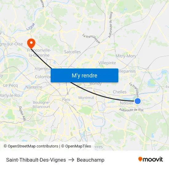 Saint-Thibault-Des-Vignes to Beauchamp map