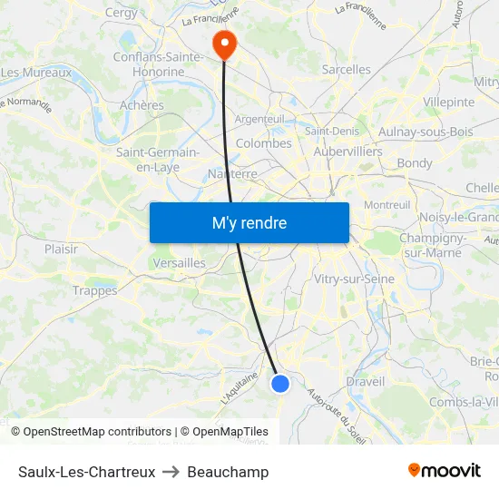 Saulx-Les-Chartreux to Beauchamp map