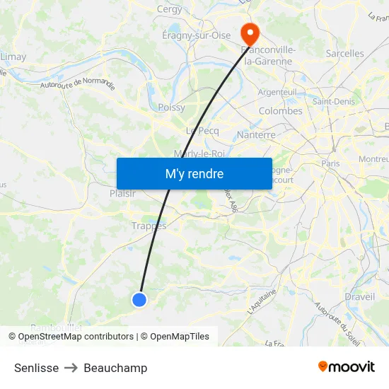 Senlisse to Beauchamp map