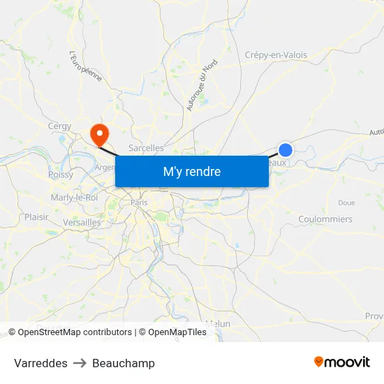 Varreddes to Beauchamp map