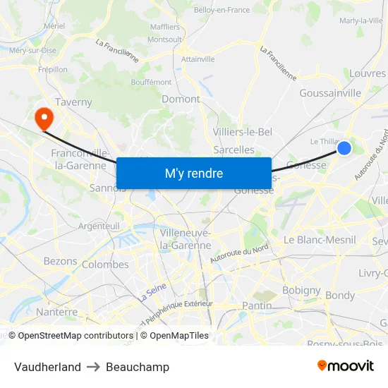 Vaudherland to Beauchamp map