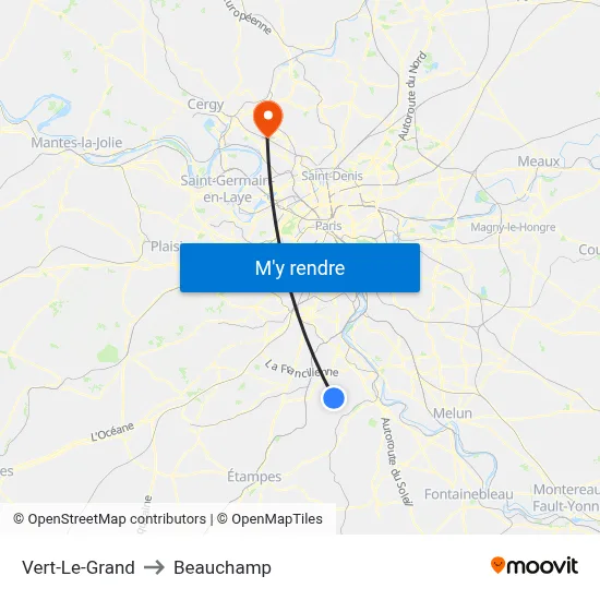 Vert-Le-Grand to Beauchamp map