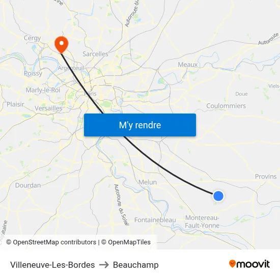 Villeneuve-Les-Bordes to Beauchamp map