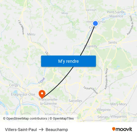 Villers-Saint-Paul to Beauchamp map