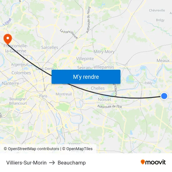 Villiers-Sur-Morin to Beauchamp map