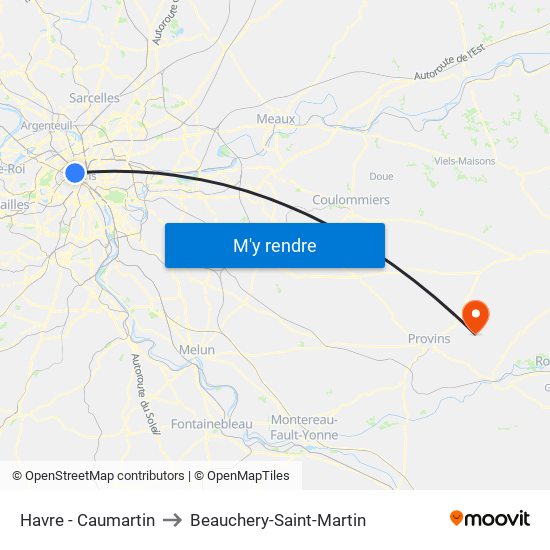 Havre - Caumartin to Beauchery-Saint-Martin map