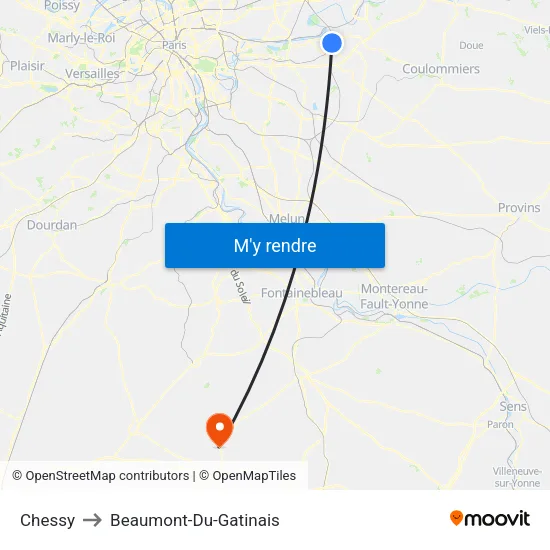 Chessy to Beaumont-Du-Gatinais map
