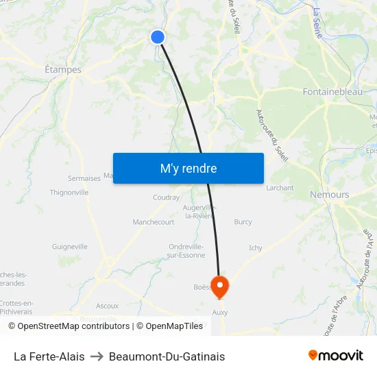 La Ferte-Alais to Beaumont-Du-Gatinais map