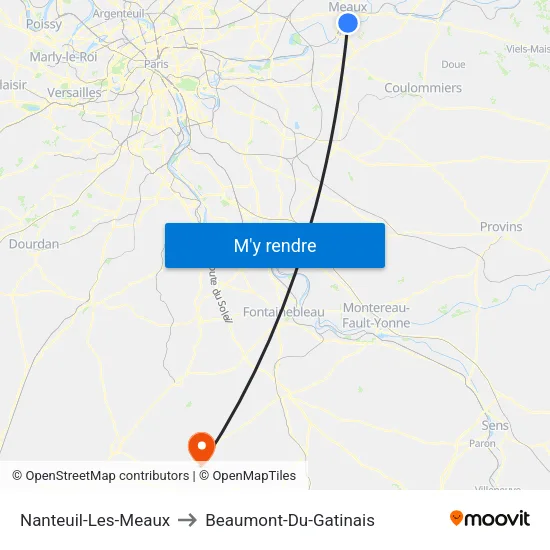 Nanteuil-Les-Meaux to Beaumont-Du-Gatinais map