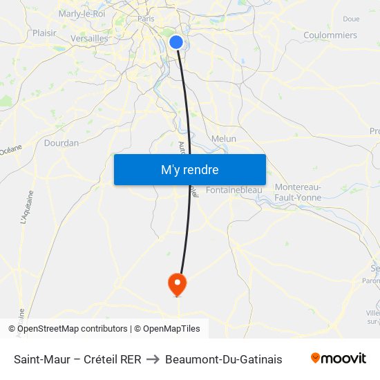 Saint-Maur – Créteil RER to Beaumont-Du-Gatinais map