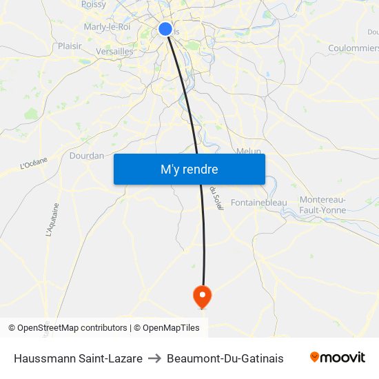 Haussmann Saint-Lazare to Beaumont-Du-Gatinais map