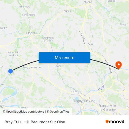 Bray-Et-Lu to Beaumont-Sur-Oise map
