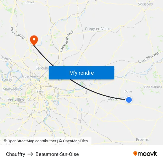 Chauffry to Beaumont-Sur-Oise map