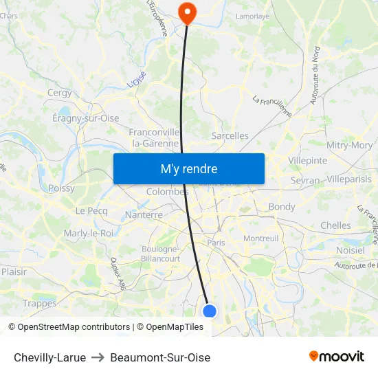 Chevilly-Larue to Beaumont-Sur-Oise map