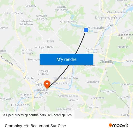 Cramoisy to Beaumont-Sur-Oise map