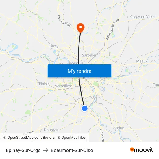Epinay-Sur-Orge to Beaumont-Sur-Oise map