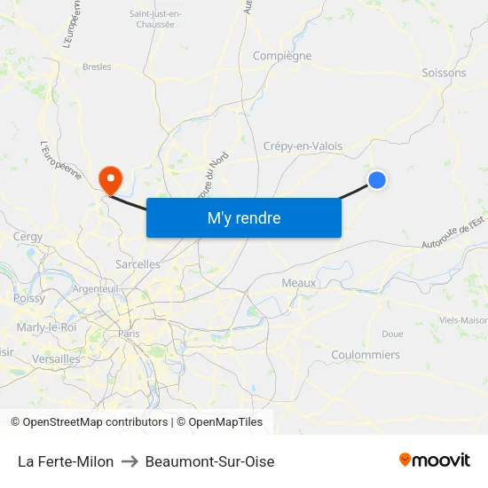 La Ferte-Milon to Beaumont-Sur-Oise map