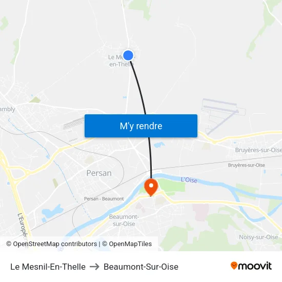 Le Mesnil-En-Thelle to Beaumont-Sur-Oise map
