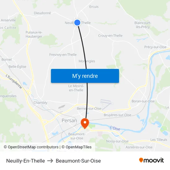 Neuilly-En-Thelle to Beaumont-Sur-Oise map