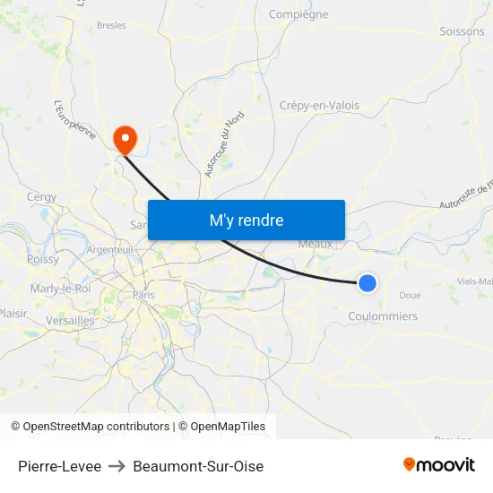 Pierre-Levee to Beaumont-Sur-Oise map