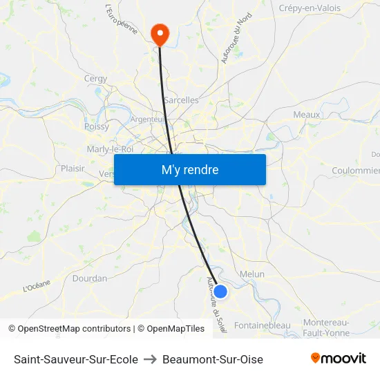 Saint-Sauveur-Sur-Ecole to Beaumont-Sur-Oise map