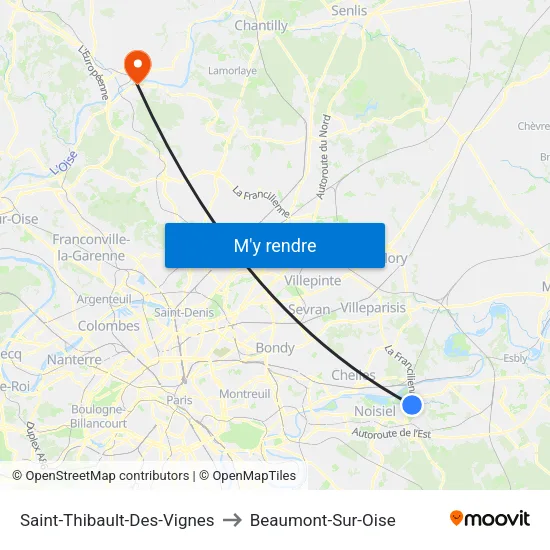 Saint-Thibault-Des-Vignes to Beaumont-Sur-Oise map