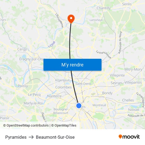 Pyramides to Beaumont-Sur-Oise map