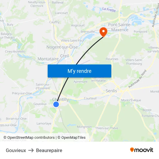 Gouvieux to Beaurepaire map