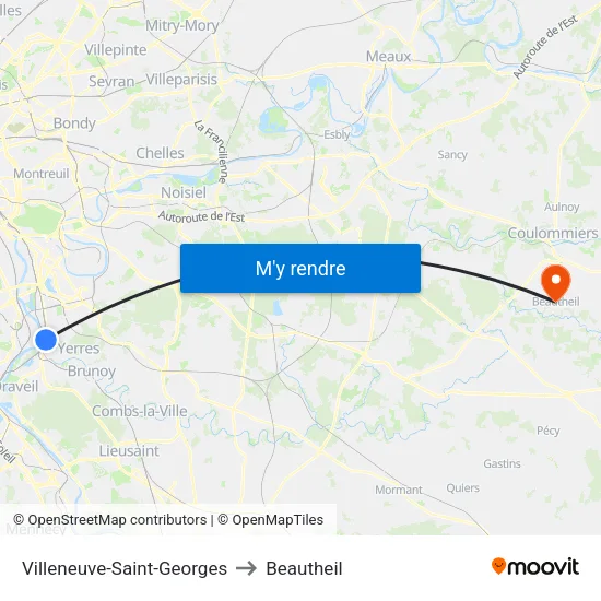 Villeneuve-Saint-Georges to Beautheil map