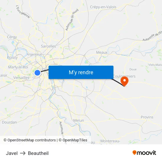 Javel to Beautheil map