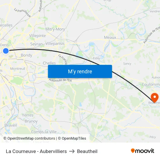La Courneuve - Aubervilliers to Beautheil map