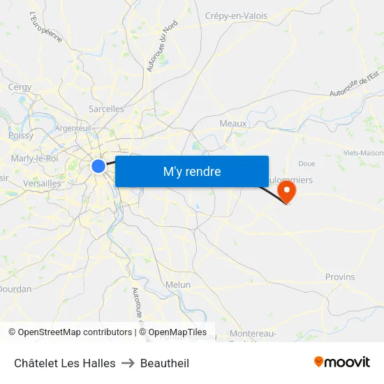 Châtelet Les Halles to Beautheil map
