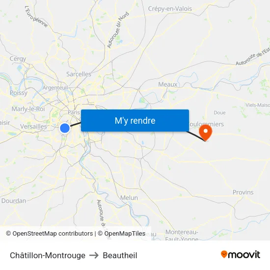 Châtillon-Montrouge to Beautheil map