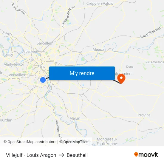 Villejuif - Louis Aragon to Beautheil map