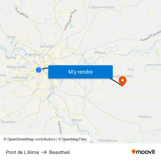 Pont de L'Alma to Beautheil map