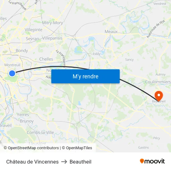 Château de Vincennes to Beautheil map