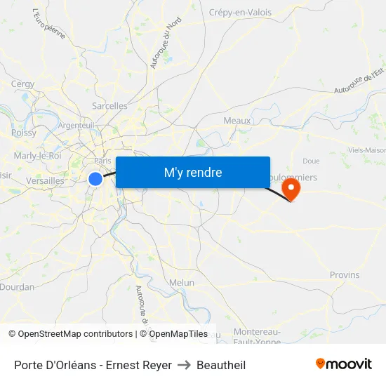 Porte D'Orléans - Ernest Reyer to Beautheil map