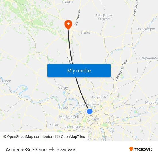Asnieres-Sur-Seine to Beauvais map