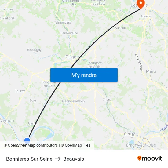 Bonnieres-Sur-Seine to Beauvais map